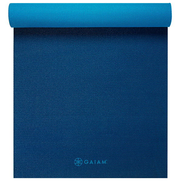 Reversible Blue Yoga Mat - Gaiam 6mm Yoga Mat - Premium Yoga Mats